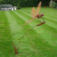 Bronze Metal Garden Dragonfly Statue - Set of 2