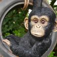 Chimpanzee on Tyre Swing - Set of 2 - Resin