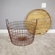 Basket - Rustic - with Wood Lid - Metal & Wood