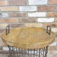 Table - Wood and Metal - Round - Basket
