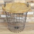 Table - Wood and Metal - Round - Basket