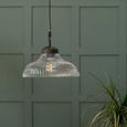 Fovant Fluted Glass Pendant Light Antique Bronze
