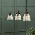 Fovant Glass Triple Pendant Light Antique Bronze