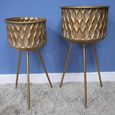 Gold Artificial Flower Planter Stand - Set of 2