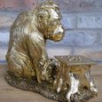 Gold Orangutan Playing Draughts - Set of 2 - Resin