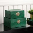 Jewellery Box - Green Snake Faux Leather - Set of 2