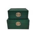 Jewellery Box - Green Snake Faux Leather - Set of 2