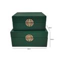 Jewellery Box - Green Snake Faux Leather - Set of 2