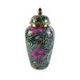 Ginger Jar - Green and Pink Palm Leaves - Ceramic
