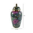 Ginger Jar - Green and Pink Palm Leaves - Ceramic