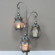 Grey Lanterns - 3 Hanging on Stand - Set of 2 - Metal