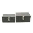 Jewellery Box - Grey Faux Leather - Set of 2