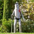 Large Tin Man Statue - Grey Metal with Heart