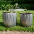 Garden Tub - Set of 2 - Grey Metal - Small