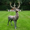 Grey Outdoor Stag Statue - Resin