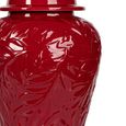 Ginger Jar - Handmade Red Carved Ceramic