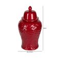 Ginger Jar - Handmade Red Carved Ceramic
