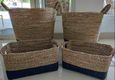 Indonesian Set of 4 Tapered Seagrass Black Raffia Baskets