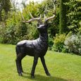 Large Stag Deer Statue - Black Resin - Outdoor