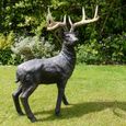 Large Stag Deer Statue - Black Resin - Outdoor
