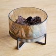 Beresford Bowl - Brown Glass - Round - On Stand