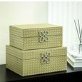 Jewellery Box - Matte Gold Faux Leather - Set of 2