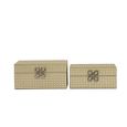 Jewellery Box - Matte Gold Faux Leather - Set of 2