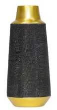 Asbury Vase - Shimmering Black Faux Shagreen and Gold - Large - Set of 4