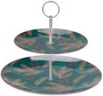 Festive Fir Cake Stand - Green and Beige - Ceramic - 2 Tier
