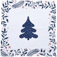 Festive 4 Napkins - White and Blue - Cotton - Set of 12