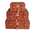 Mysore Handcrafted Weave Cognac Set of 3 Trunk