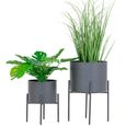 Pavia Flower Pot - Set of 2 - Grey Metal