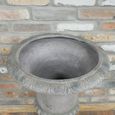 Garden Urn - Pedestal - Plant - Grey - Metal