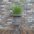 Garden Urn - Pedestal - Plant - Grey - Metal