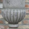 Garden Urn - Pedestal - Plant - Grey - Metal