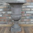 Garden Urn - Pedestal - Plant - Grey - Metal