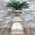 Garden Urn - Pedestal - Plant - Grey - Metal