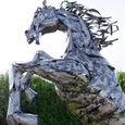 Silver Metal Large Rearing Horse Statue