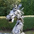 Silver Metal Rearing Horse Statue