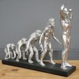 Silver Human Evolution Statue - Set of 2 - Resin