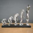 Silver Human Evolution Statue - Set of 2 - Resin