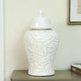 Ginger Jar - White Carved Ceramic