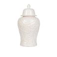 Ginger Jar - White Carved Ceramic