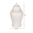 Ginger Jar - White Carved Ceramic