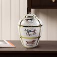 Ginger Jar - White Ceramic - Horse Design