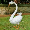 Large Swan Statue - White Metal - Resin