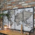 Wide Map Wall Mirror - Metal