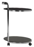 Ackley Drinks Trolley - Black Glass with Chrome - Italian