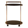 Ackley Bar Trolley - Round - Black Glass - Gold - 2 Tier