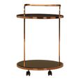 Ackley Bar Trolley - Round - Black Glass - Gold - 2 Tier
